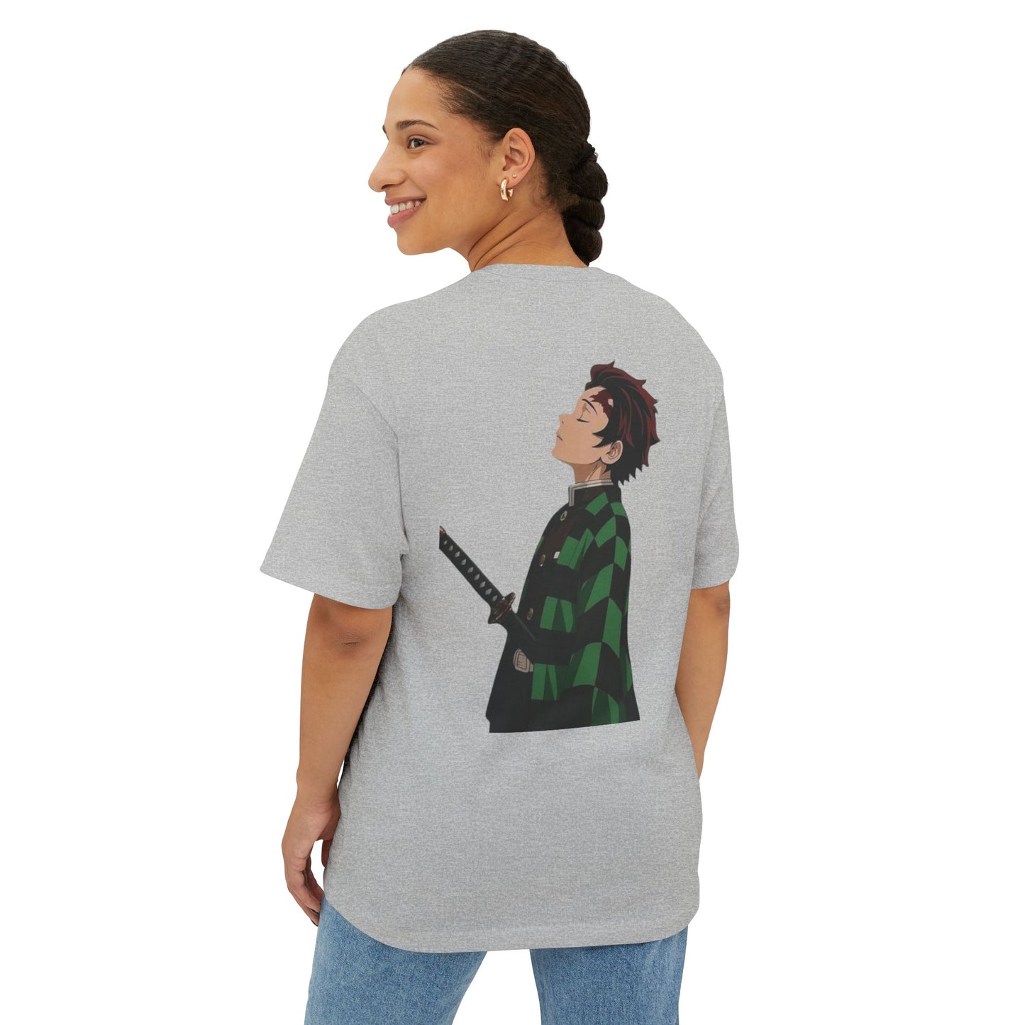 Anime Character Graphic Tee — 'Tanjirō Kamado' Text & Back Illustration