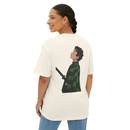 Anime Character Graphic Tee — 'Tanjirō Kamado' Text & Back Illustration