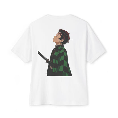 Anime Character Graphic Tee — 'Tanjirō Kamado' Text & Back Illustration